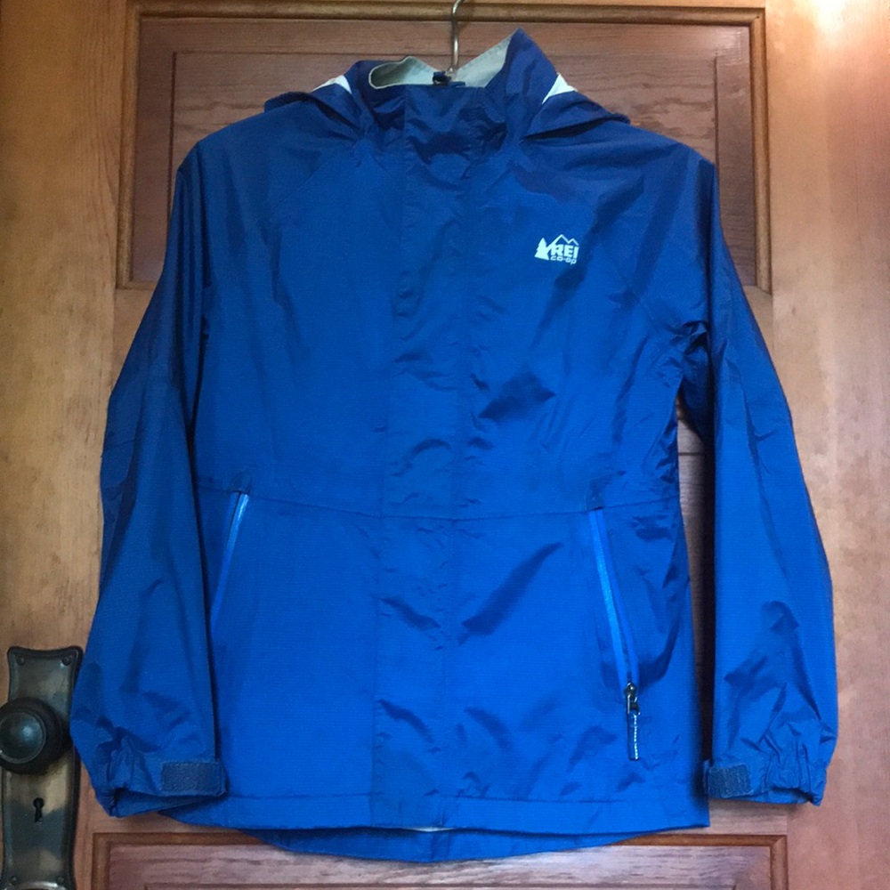 REI kids blue rain coat